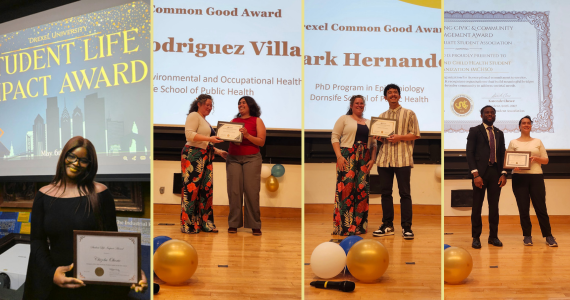 students receiving awards at various events